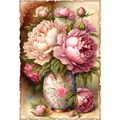 Vintage Poster - Peony Vase - 11CT Stamped Cross Stitch 40*60CM