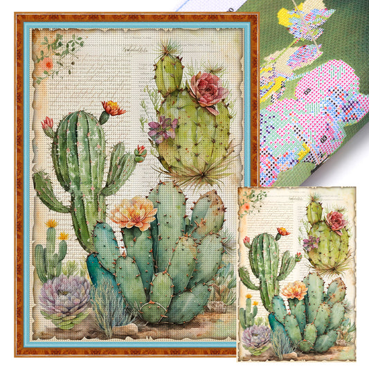 Vintage Poster - Cactus Flower - 11CT Stamped Cross Stitch 40*60CM