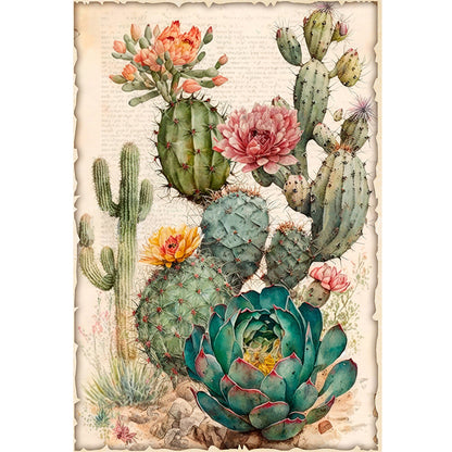 Vintage Poster - Cactus Flower - 11CT Stamped Cross Stitch 40*60CM