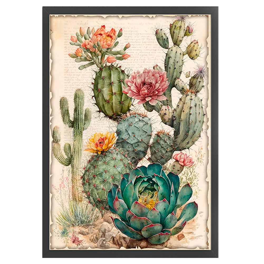 Vintage Poster - Cactus Flower - 11CT Stamped Cross Stitch 40*60CM