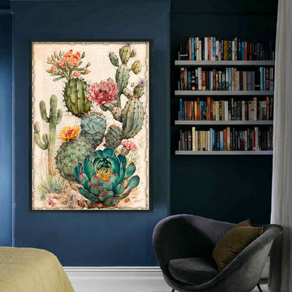 Vintage Poster - Cactus Flower - 11CT Stamped Cross Stitch 40*60CM