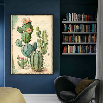 Vintage Poster - Cactus Flower - 11CT Stamped Cross Stitch 40*60CM