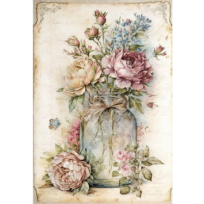 Retro Poster - Peonies In Vase - 11CT Stamped Cross Stitch 40*60CM