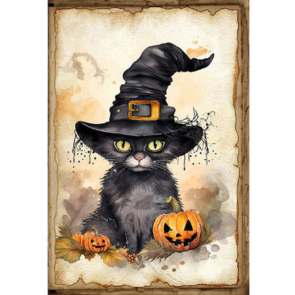 Halloween-Pumpkin Black Cat - 11CT Stamped Cross Stitch 40*60CM