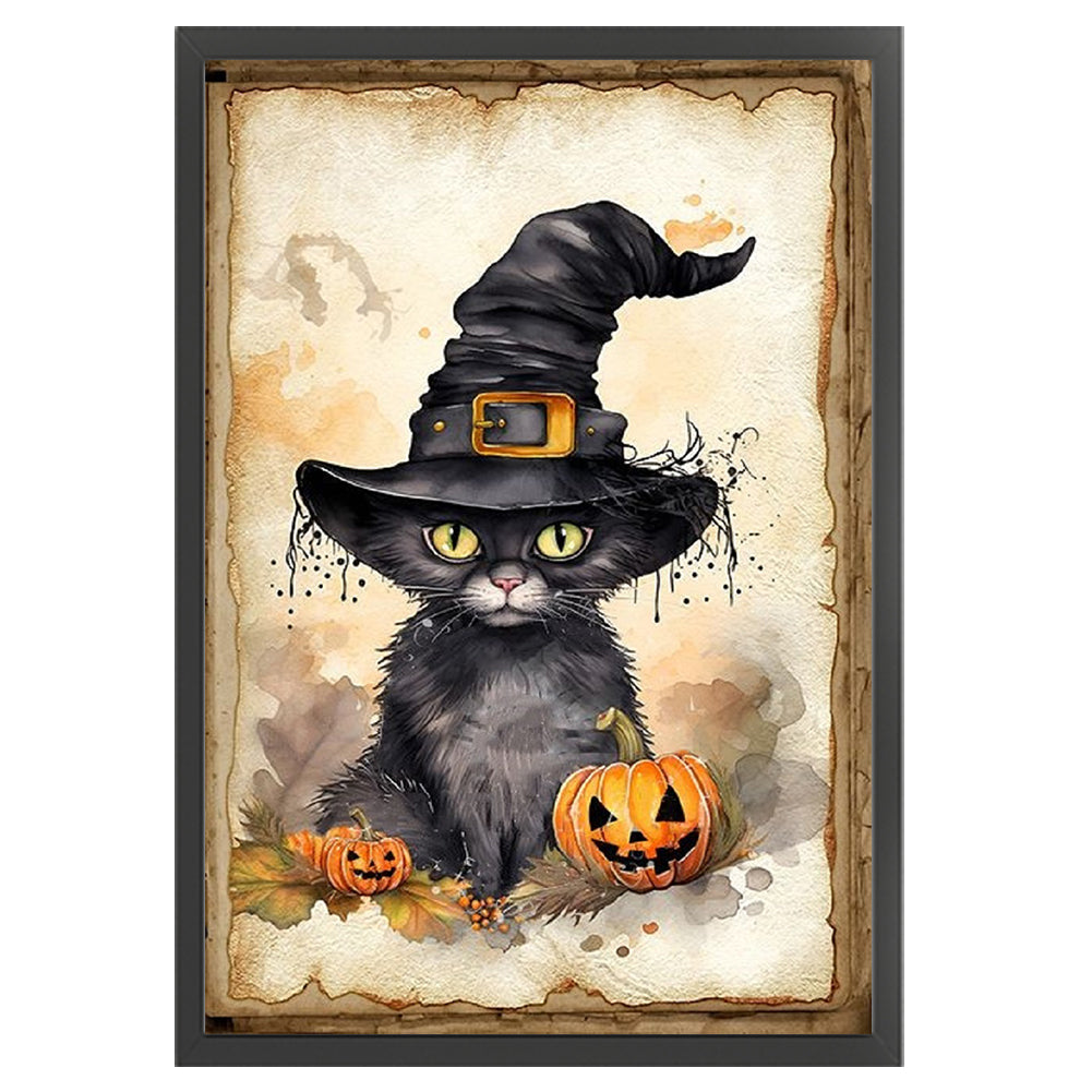 Halloween-Pumpkin Black Cat - 11CT Stamped Cross Stitch 40*60CM