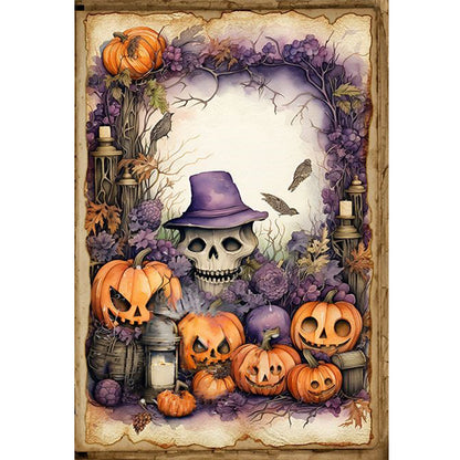 Halloween-Pumpkin Skull - 11CT Stamped Cross Stitch 40*60CM