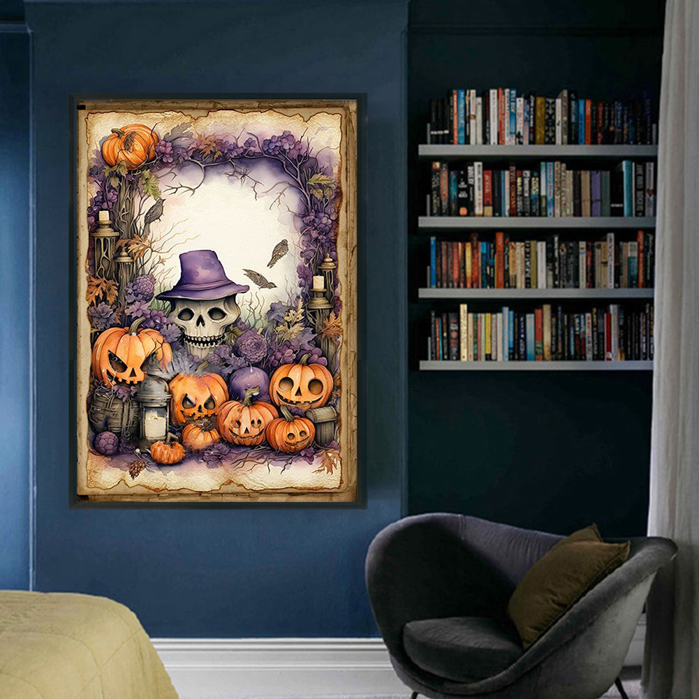 Halloween-Pumpkin Skull - 11CT Stamped Cross Stitch 40*60CM