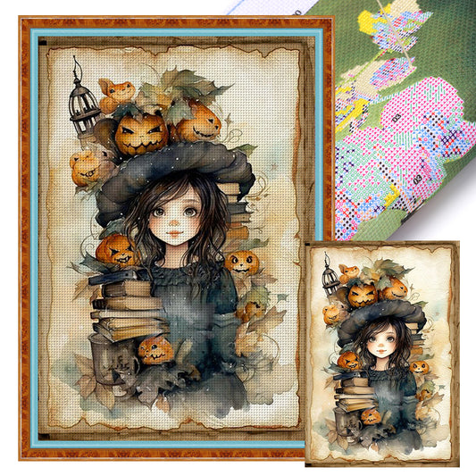 Halloween-Pumpkin Girl - 11CT Stamped Cross Stitch 40*60CM