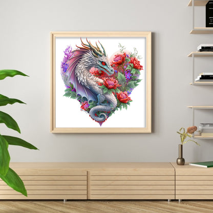 Heart Shaped Flower Pterosaur - 18CT Stamped Cross Stitch 30*30CM