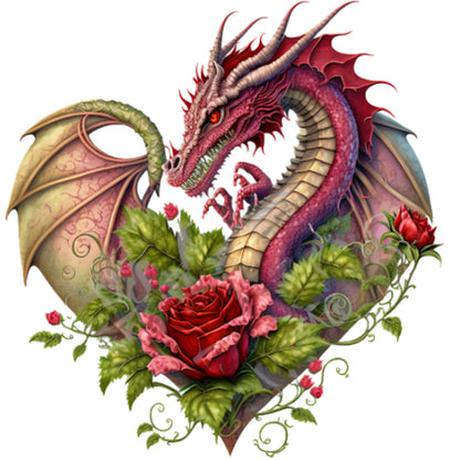 Heart Shaped Flower Pterosaur - 18CT Stamped Cross Stitch 30*30CM