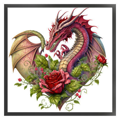 Heart Shaped Flower Pterosaur - 18CT Stamped Cross Stitch 30*30CM