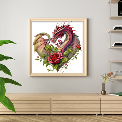 Heart Shaped Flower Pterosaur - 18CT Stamped Cross Stitch 30*30CM