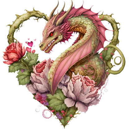 Heart Shaped Flower Pterosaur - 18CT Stamped Cross Stitch 30*30CM