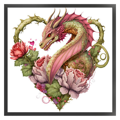 Heart Shaped Flower Pterosaur - 18CT Stamped Cross Stitch 30*30CM