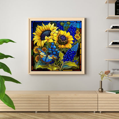 Glass Painting-Sunflower Bush - 11CT Counted Cross Stitch 40*40CM