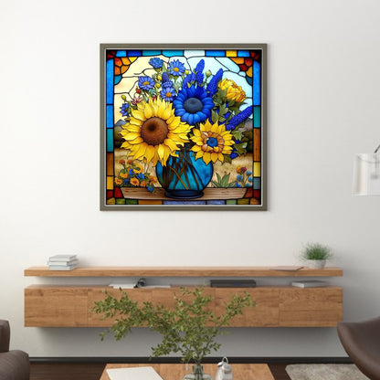 Glass Painting-Sunflower Bush - 11CT Counted Cross Stitch 40*40CM