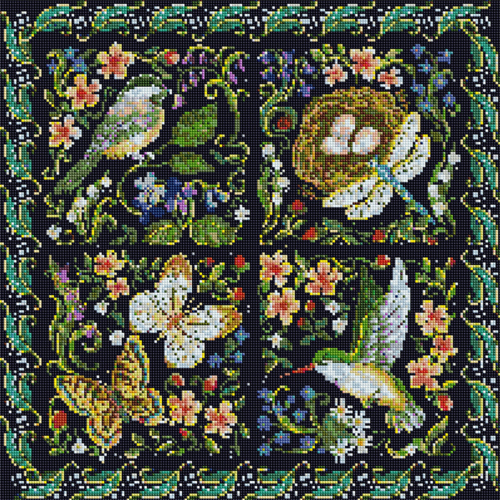 Small Animals And Flowers - 11CT Stamped Cross Stitch 50*50CM