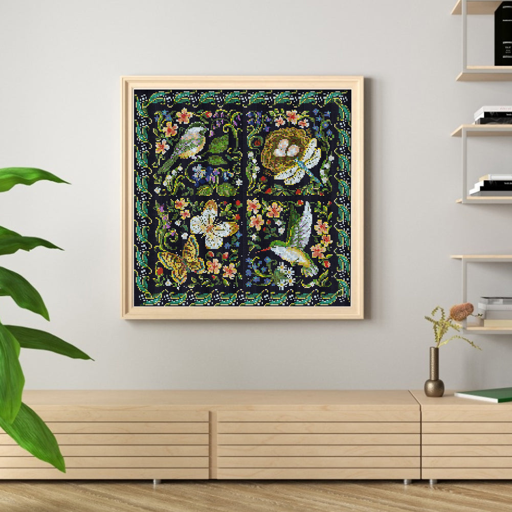 Small Animals And Flowers - 11CT Stamped Cross Stitch 50*50CM