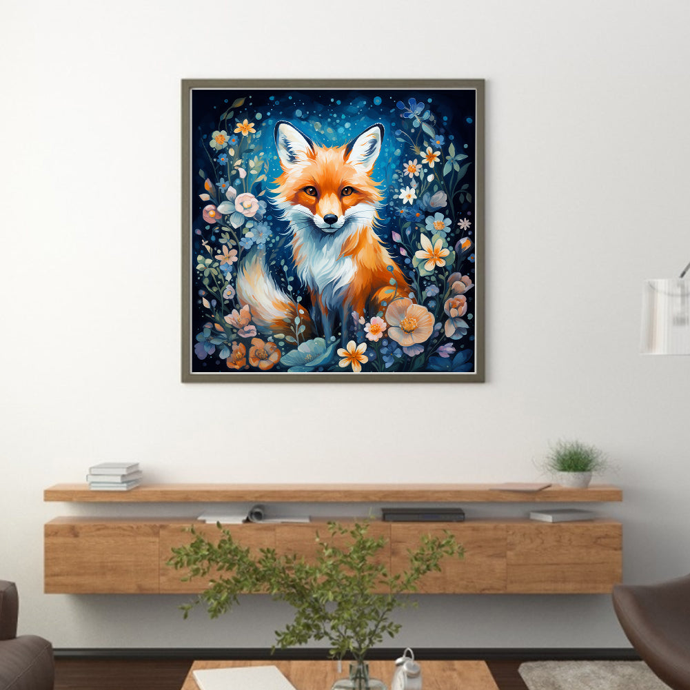 Fox And Flowers - 11CT Stamped Cross Stitch 50*50CM