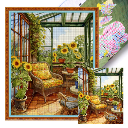 Flower Room - 14CT Stamped Cross Stitch 40*50CM