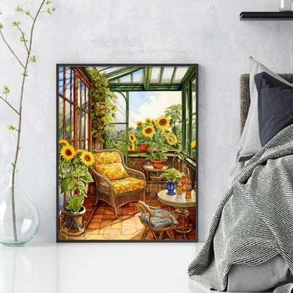 Flower Room - 14CT Stamped Cross Stitch 40*50CM