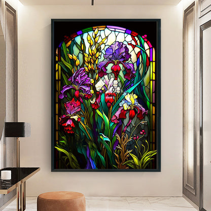 Glass Painting - Iris - 14CT Stamped Cross Stitch 45*65CM