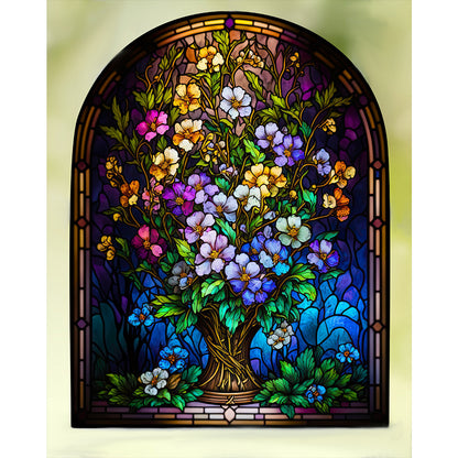 Glass Painting - Colorful Flowers - 14CT Stamped Cross Stitch 50*60CM