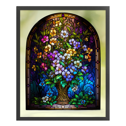 Glass Painting - Colorful Flowers - 14CT Stamped Cross Stitch 50*60CM