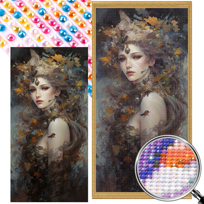 Maple Leaf Woman - Full AB Round Drill Diamond Painting 40*80CM