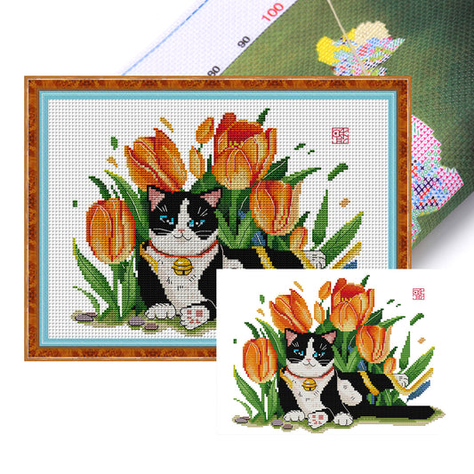 Cat Five - 14CT Stamped Cross Stitch 35*27CM(Joy Sunday)