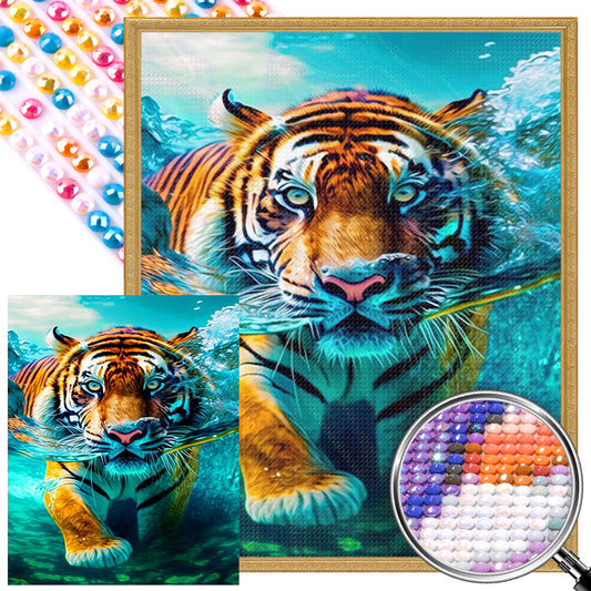 Swimming Tiger - Full AB Round Drill Diamond Painting 40*50CM