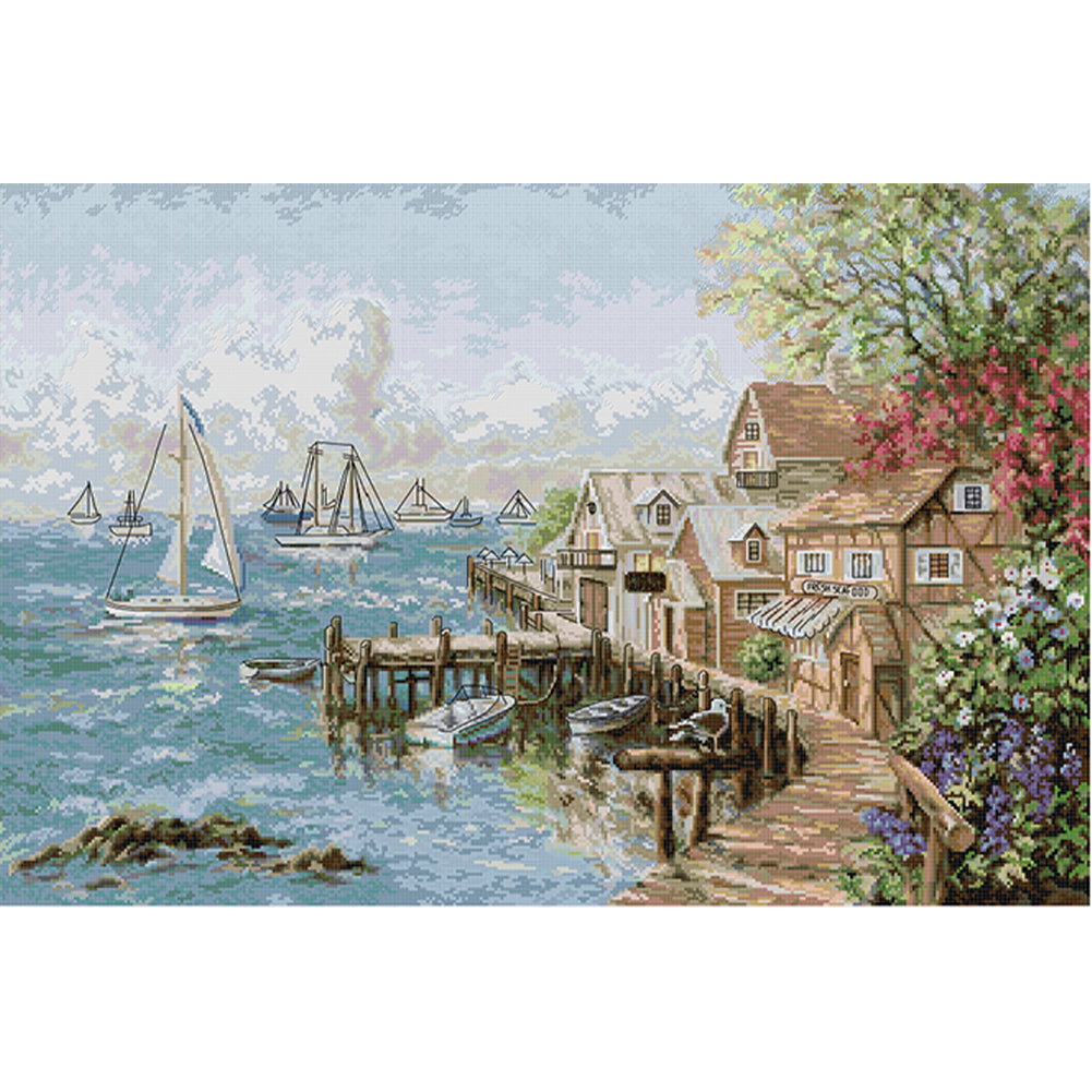 Mariners Harbor - 14CT Stamped Cross Stitch 75*52CM(Joy Sunday)