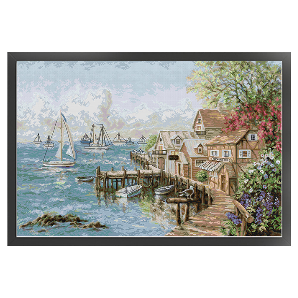 Mariners Harbor - 14CT Stamped Cross Stitch 75*52CM(Joy Sunday)