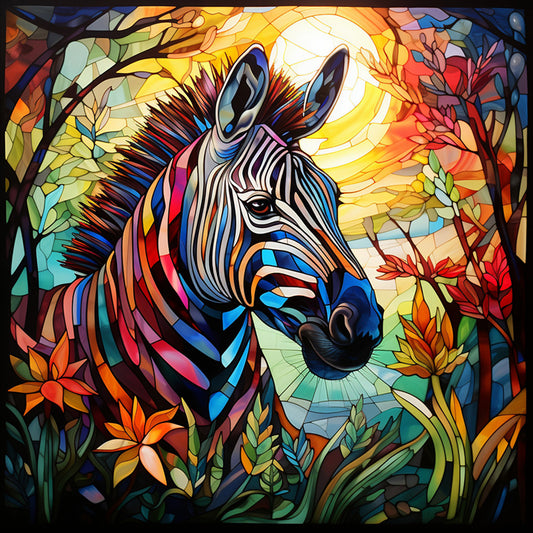 Zebra Glass Painting - Full Round Drill Diamond Painting 40*40CM