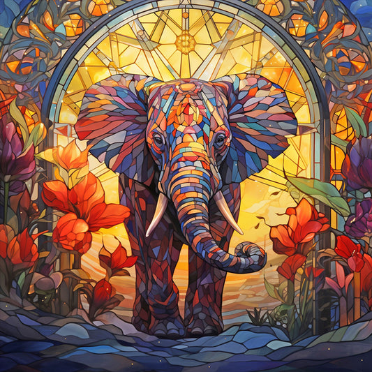 Elephant Glass Painting - Full Round Drill Diamond Painting 40*40CM