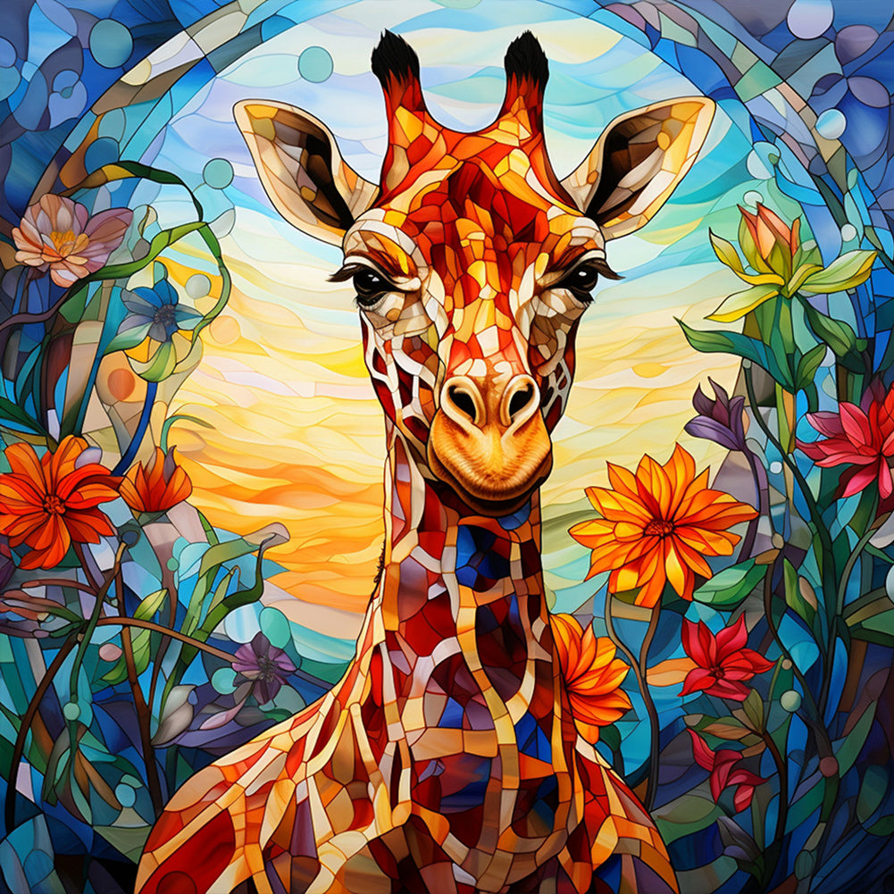 Giraffe Glass Painting - Full Round Drill Diamond Painting 40*40CM