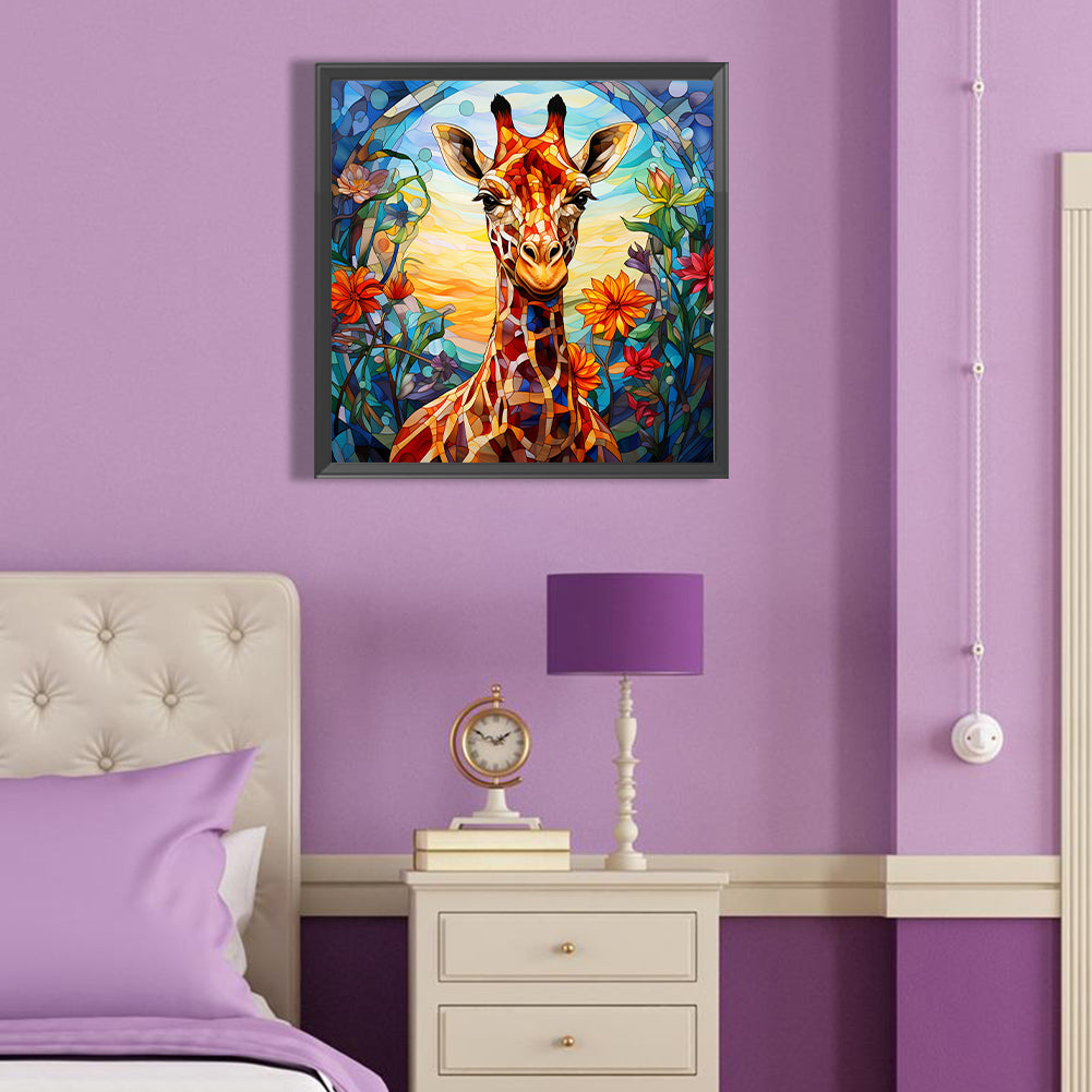 Giraffe Glass Painting - Full Round Drill Diamond Painting 40*40CM