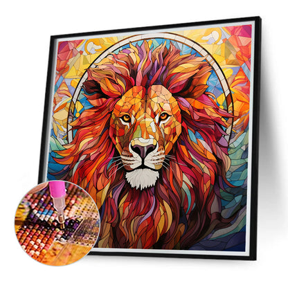 Lion Glass Painting - Full Round Drill Diamond Painting 40*40CM