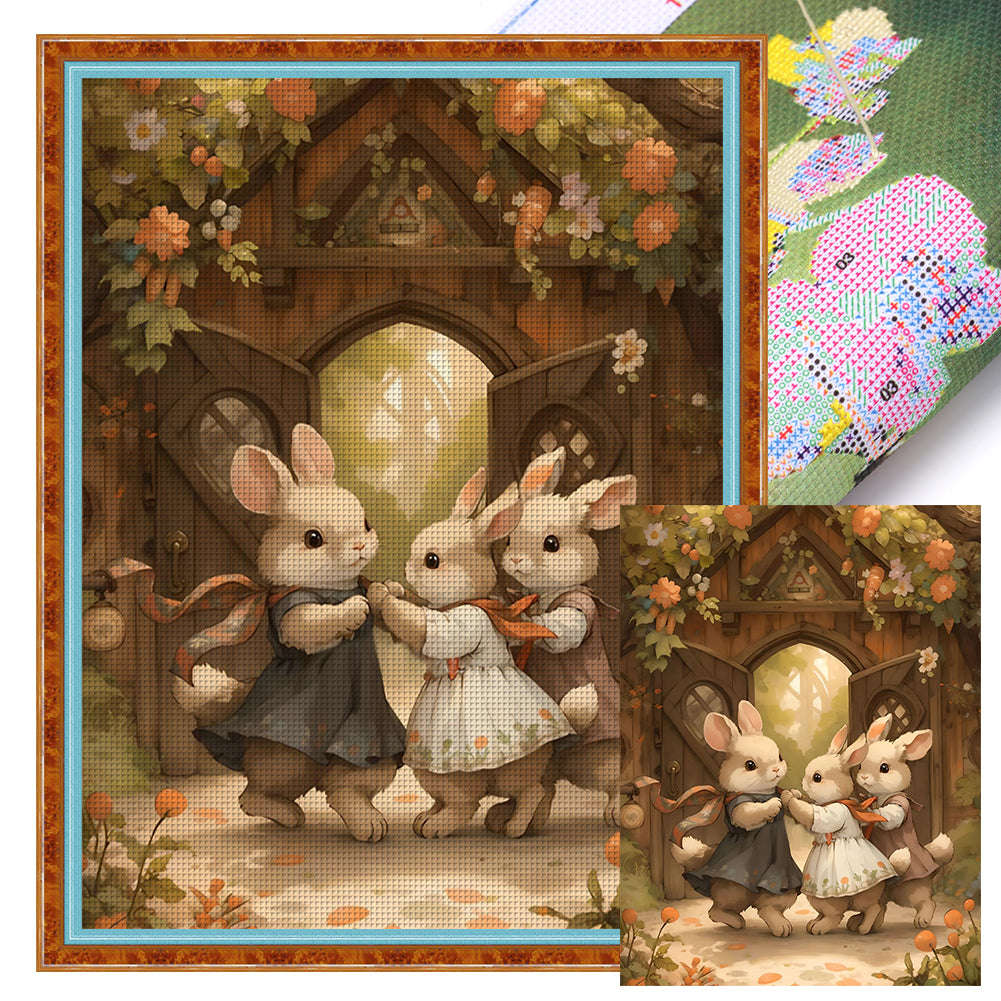 Little Rabbit In Autumn - 16CT Stamped Cross Stitch 50*65CM