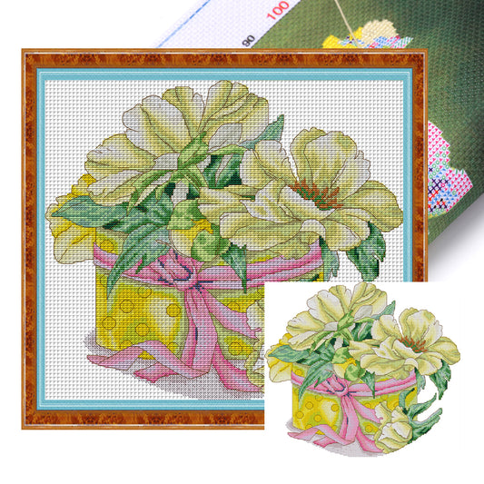 Yellow Peony - 14CT Stamped Cross Stitch 37*43CM(Joy Sunday)