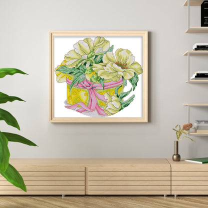 Yellow Peony - 14CT Stamped Cross Stitch 37*43CM(Joy Sunday)