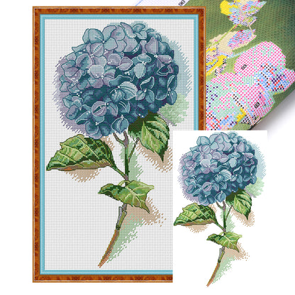 Blue Hydrangeas - 14CT Stamped Cross Stitch 22*35CM(Joy Sunday)