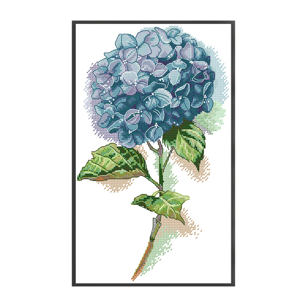 Blue Hydrangeas - 14CT Stamped Cross Stitch 22*35CM(Joy Sunday)