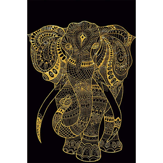 Black Gold Elephant - Full Round Drill Diamond Painting 40*60CM