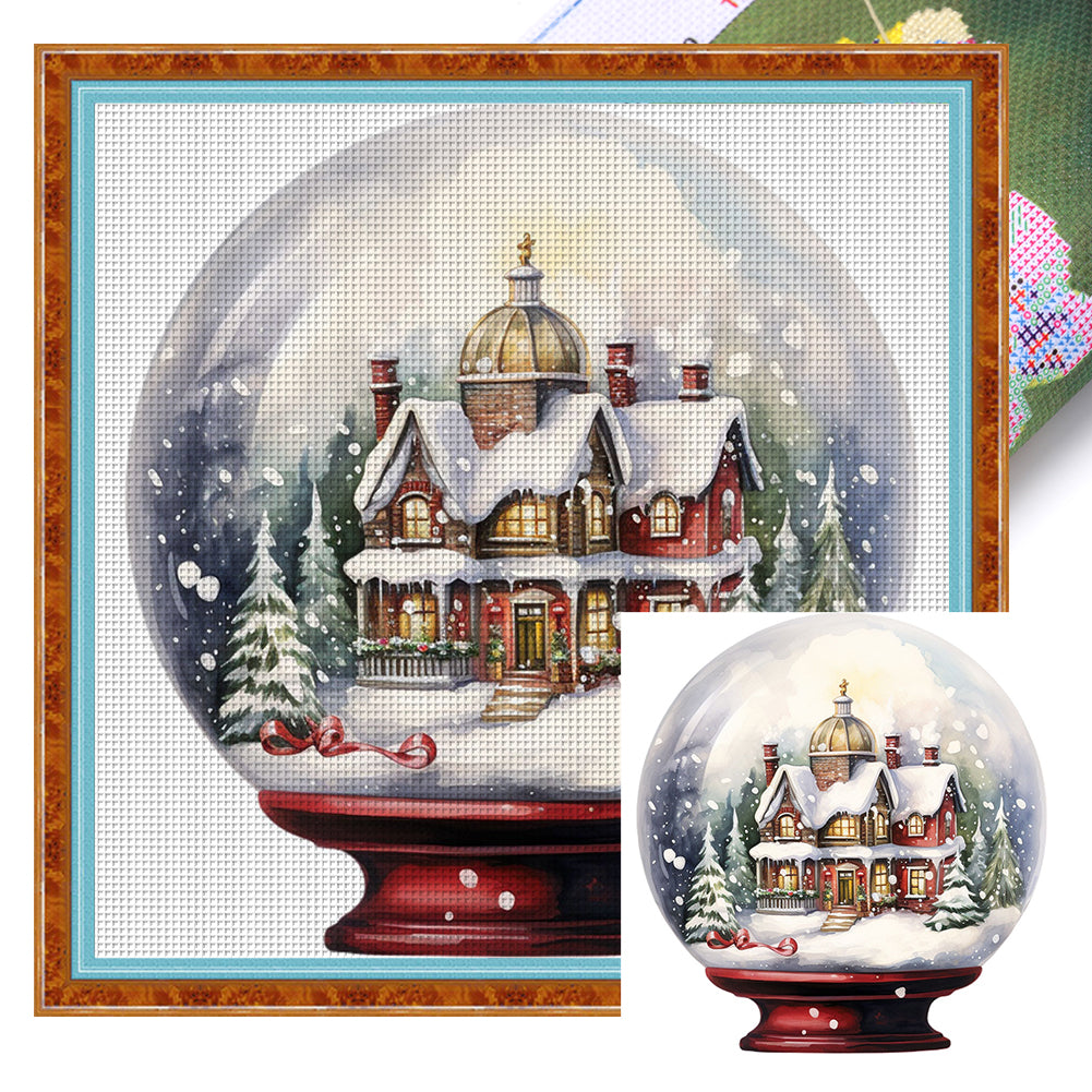 Christmas Crystal Ball - 18CT Stamped Cross Stitch 25*25CM