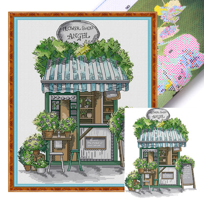 Flower Shop - 14CT Stamped Cross Stitch 30*37CM(Joy Sunday)