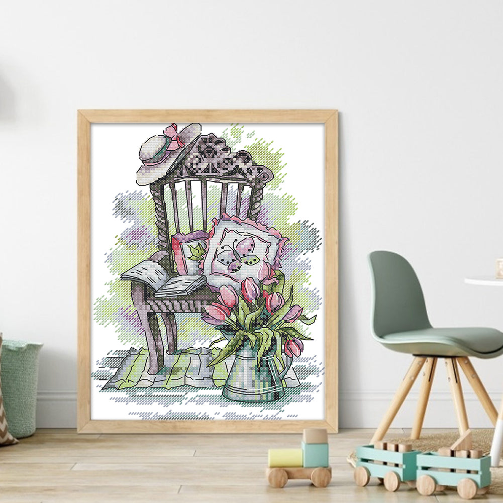 Chair - 14CT Stamped Cross Stitch 21*29CM(Joy Sunday)