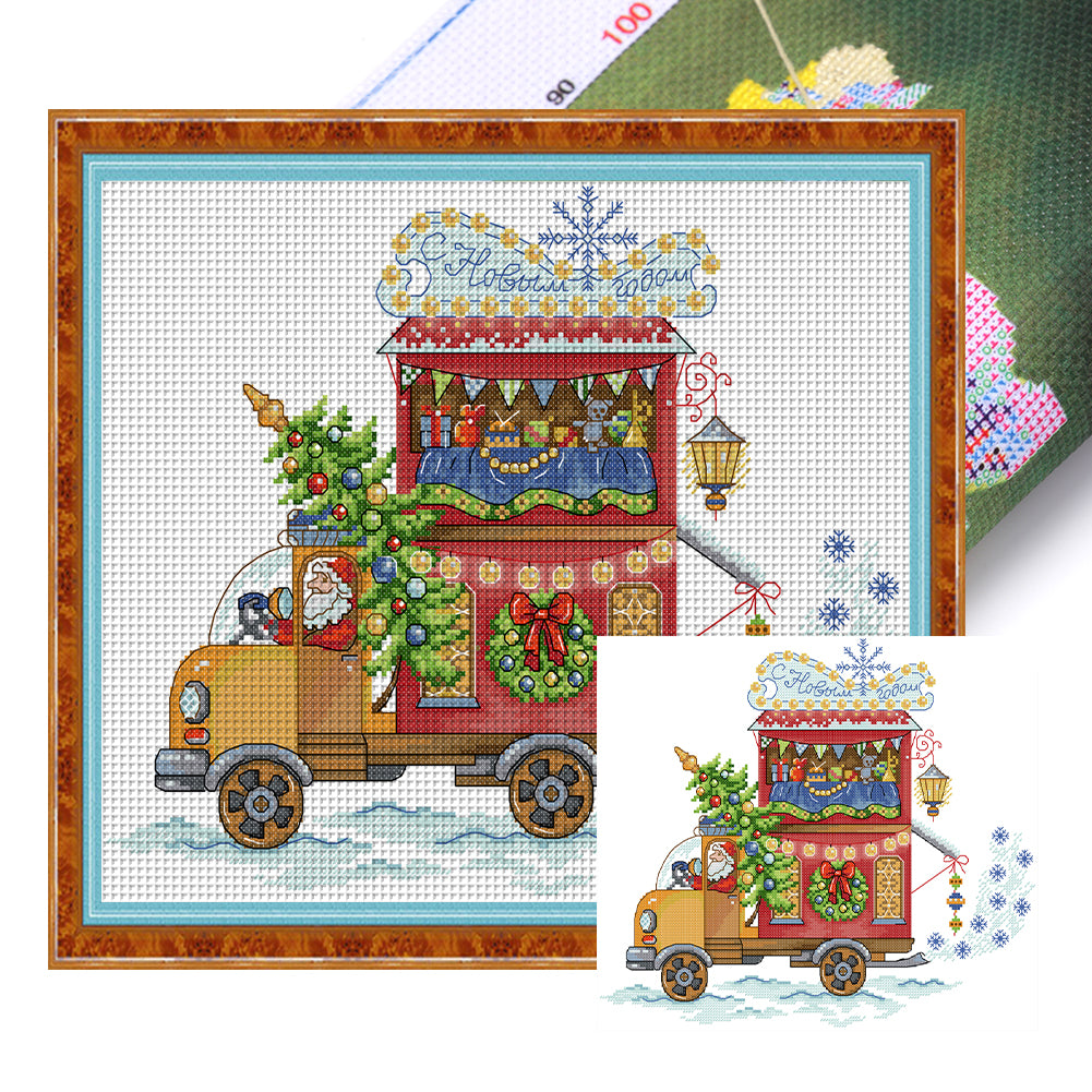 Christmas Gift - 14CT Stamped Cross Stitch 37*32CM(Joy Sunday)