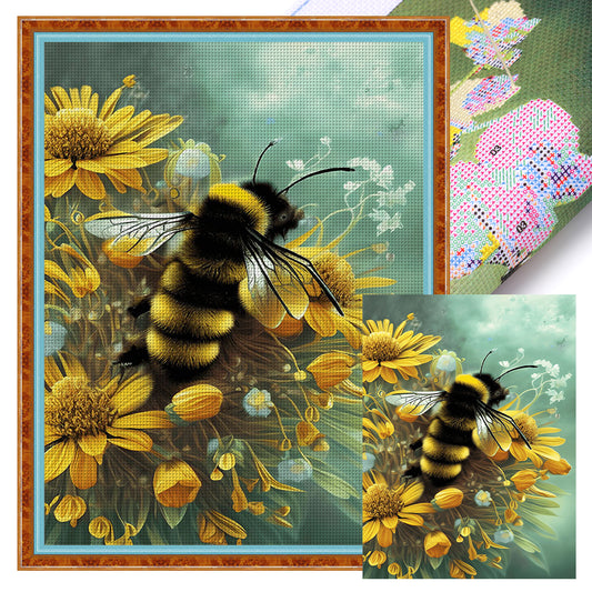 Bee And Chrysanthemum - 11CT Stamped Cross Stitch 40*55CM