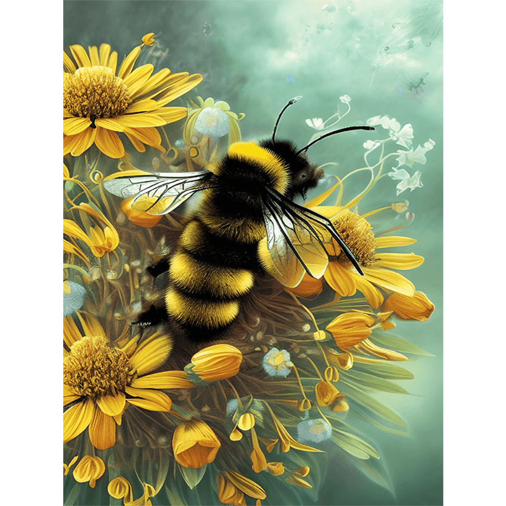 Bee And Chrysanthemum - 11CT Stamped Cross Stitch 40*55CM